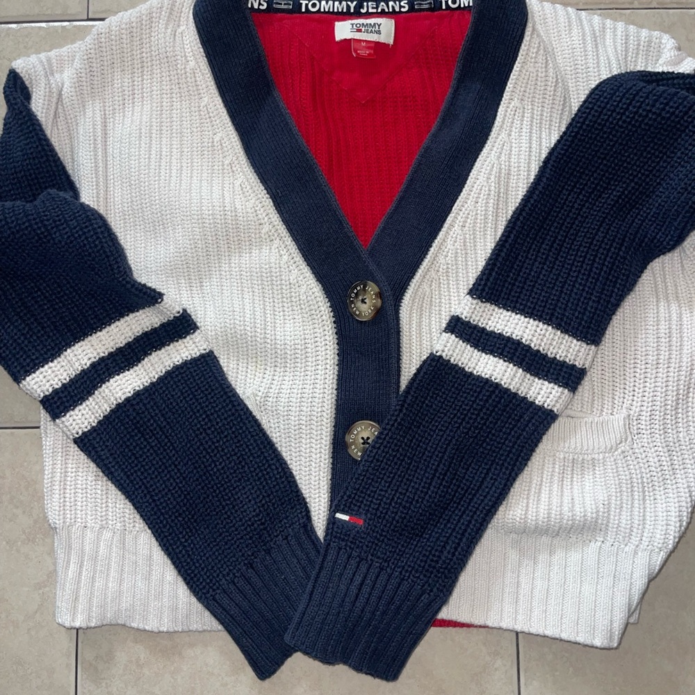 Tommy Hilfiger Red and Black Knit Sweater